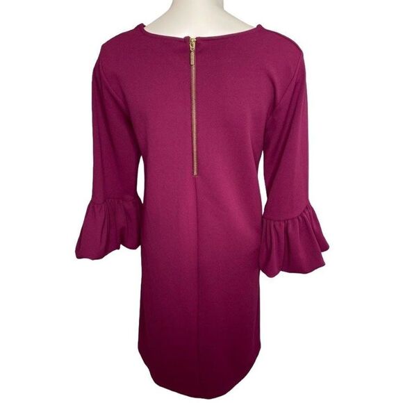 Nina Leonard Purple Magenta‎ Shift 3/4 Sleeve Dress Sz Medium - Picture 3 of 7